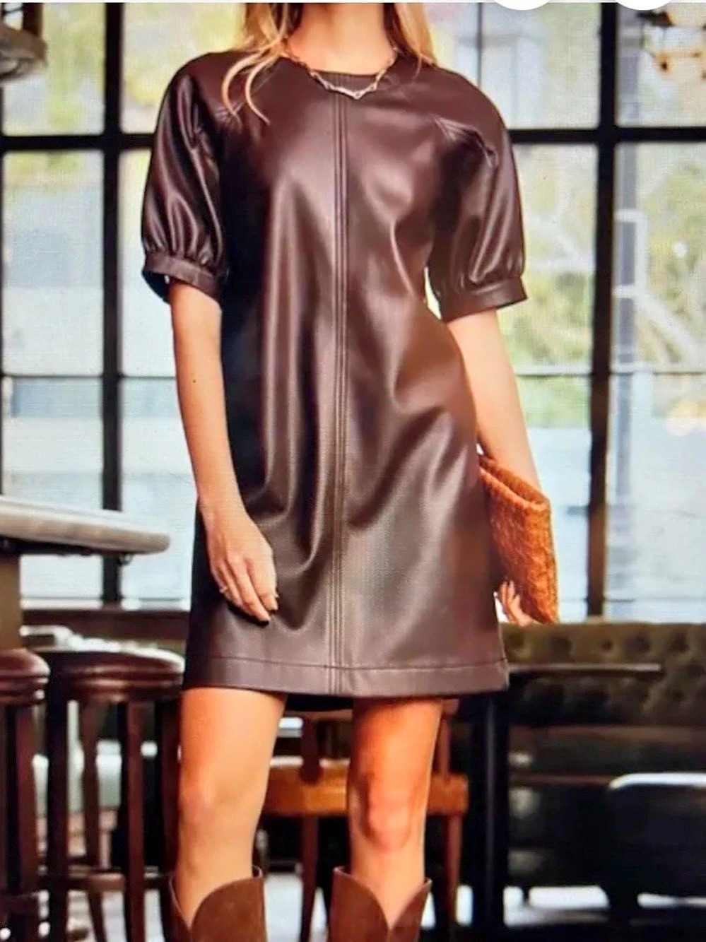 Ever New Faux Leather Mini Dress Size XS Like New